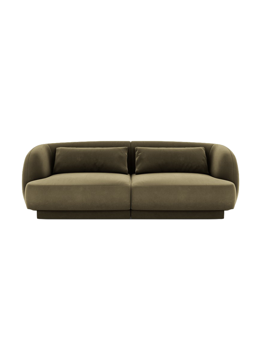 
2-seater designer sofa "Tulum" - Velvet Olive Green