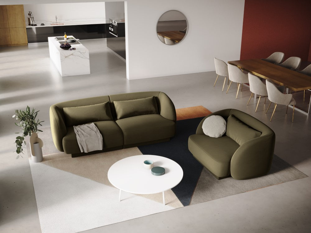
2-seater designer sofa "Tulum" - Velvet Olive Green