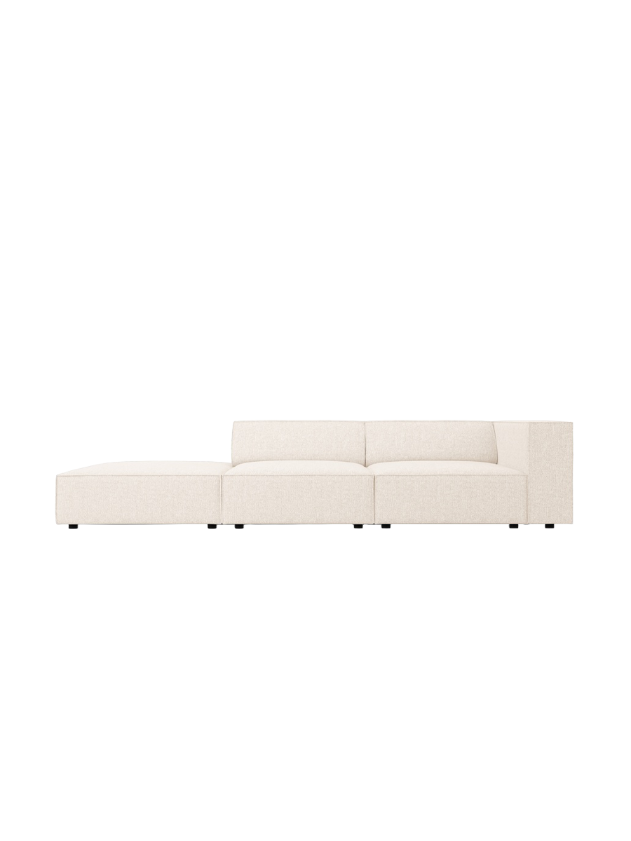 
4-seater designer sofa "Arendal" with ottoman - Chenille Light Beige / Ottoman left