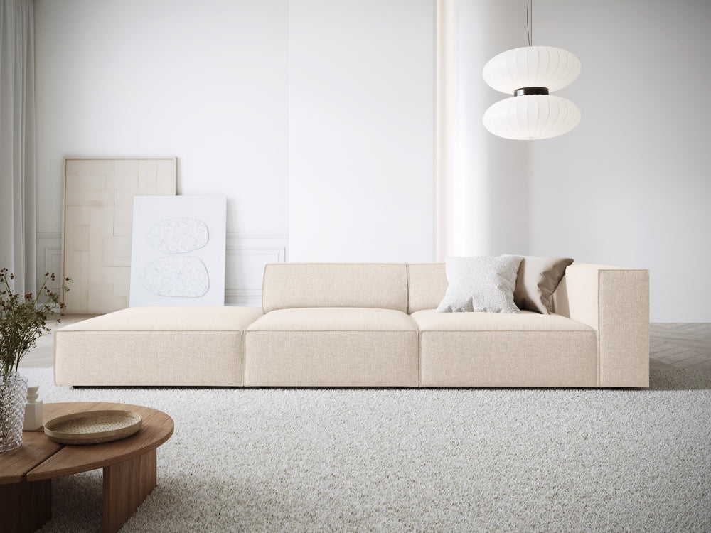 
4-seater designer sofa "Arendal" with ottoman - Chenille Light Beige / Ottoman left