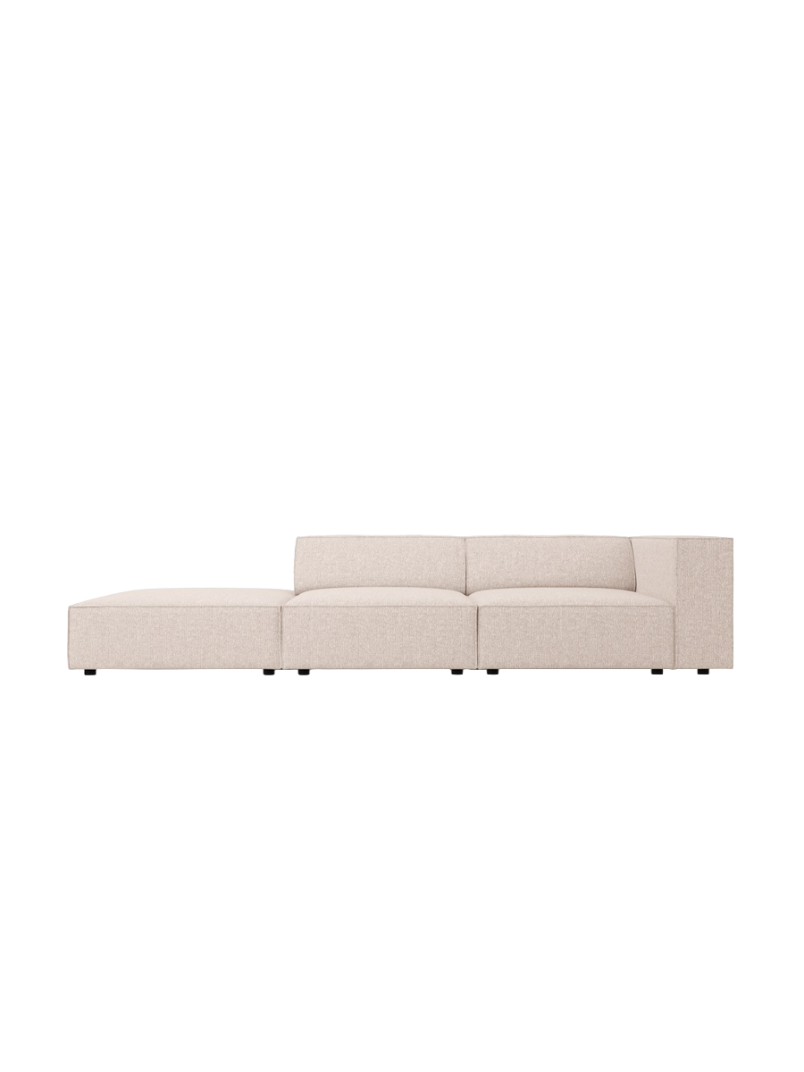 
4-seater designer sofa "Arendal" with ottoman - Chenille Beige / Ottoman left