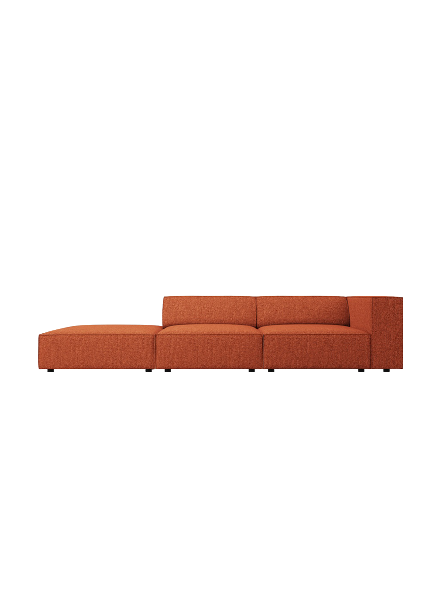 
4-seater designer sofa "Arendal" with ottoman - Chenille Terracotta / Ottoman left