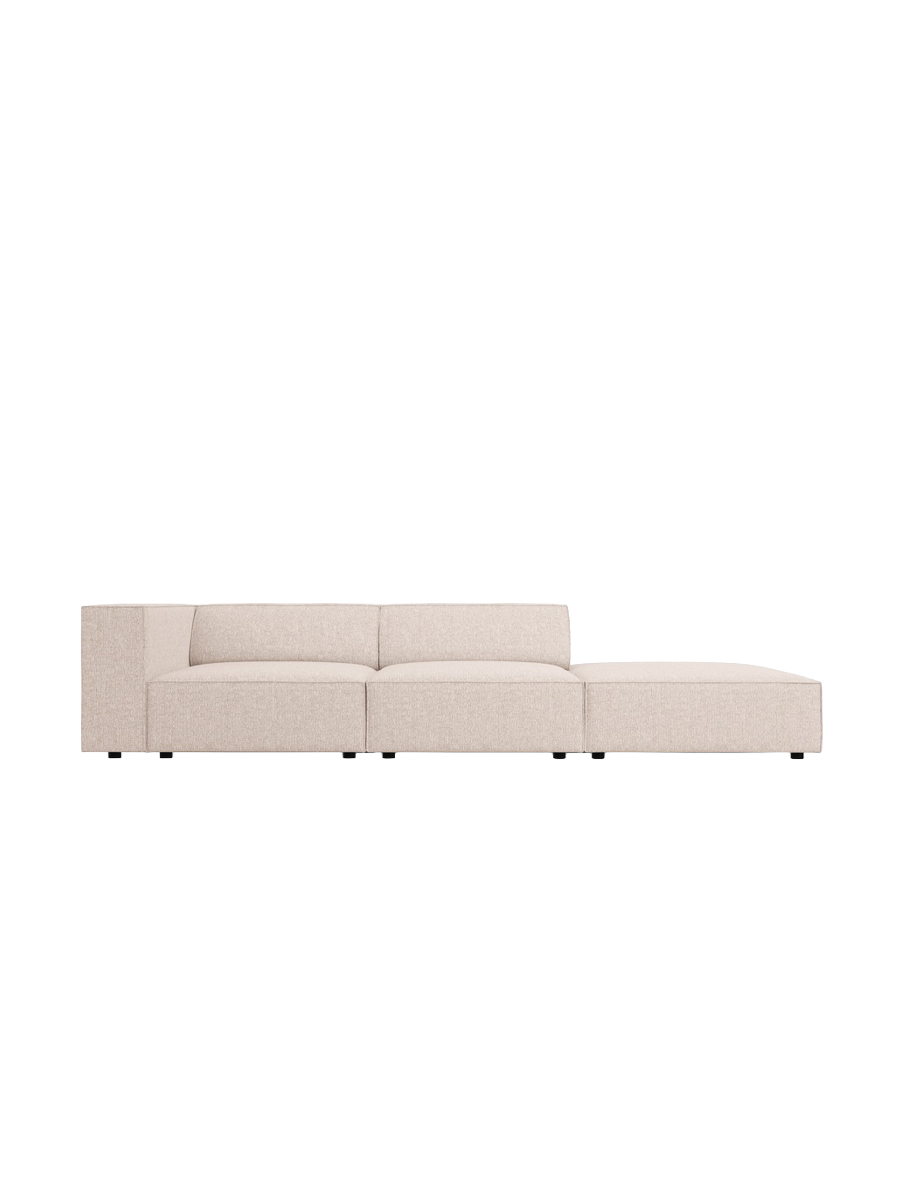 
4-seater designer sofa "Arendal" with ottoman - Chenille Beige / Ottoman right