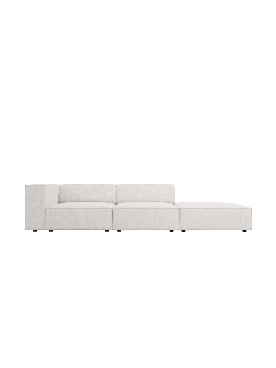 
4-seater designer sofa "Arendal" with ottoman - Chenille Light Grey / Ottoman right