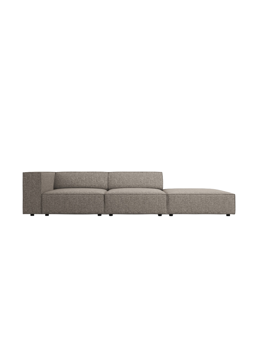 
4-seater designer sofa "Arendal" with ottoman - Chenille Grey / Ottoman right