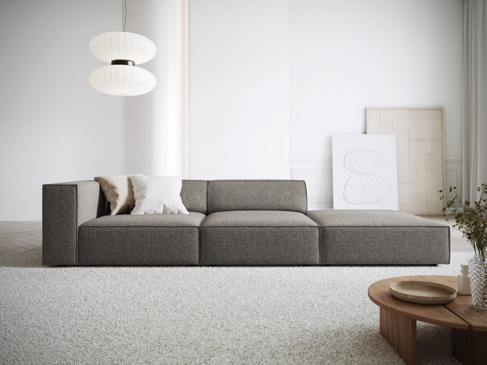 
4-seater designer sofa "Arendal" with ottoman - Chenille Grey / Ottoman right