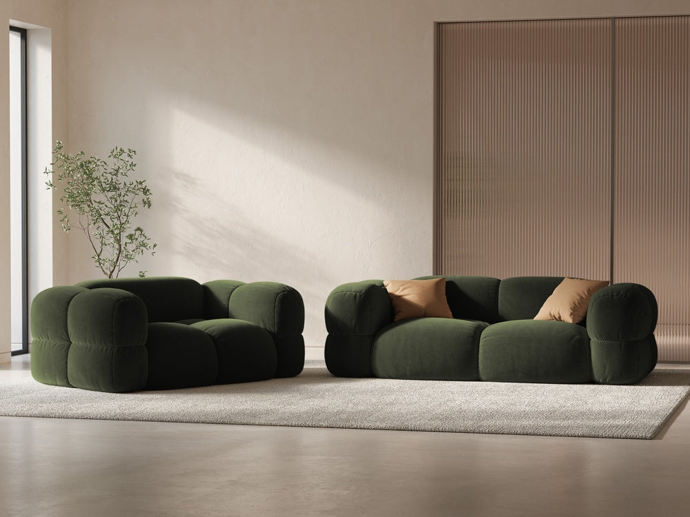 
3-seater designer sofa "Loretto" - Velvet Green