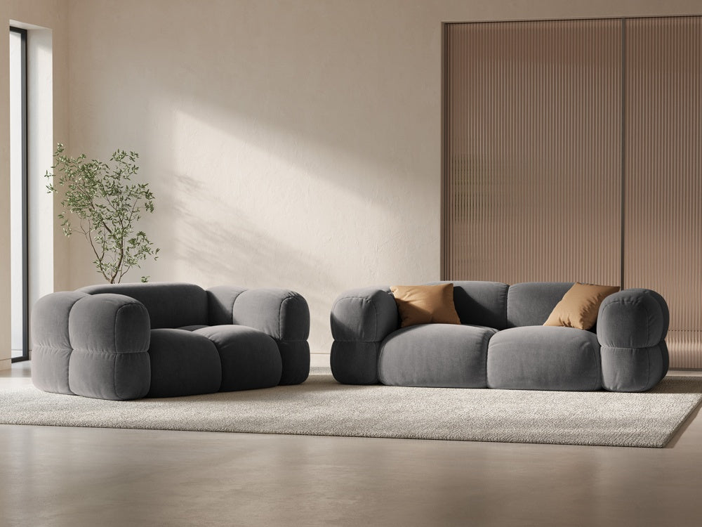 
3-seater designer sofa "Loretto" - Velvet Grey