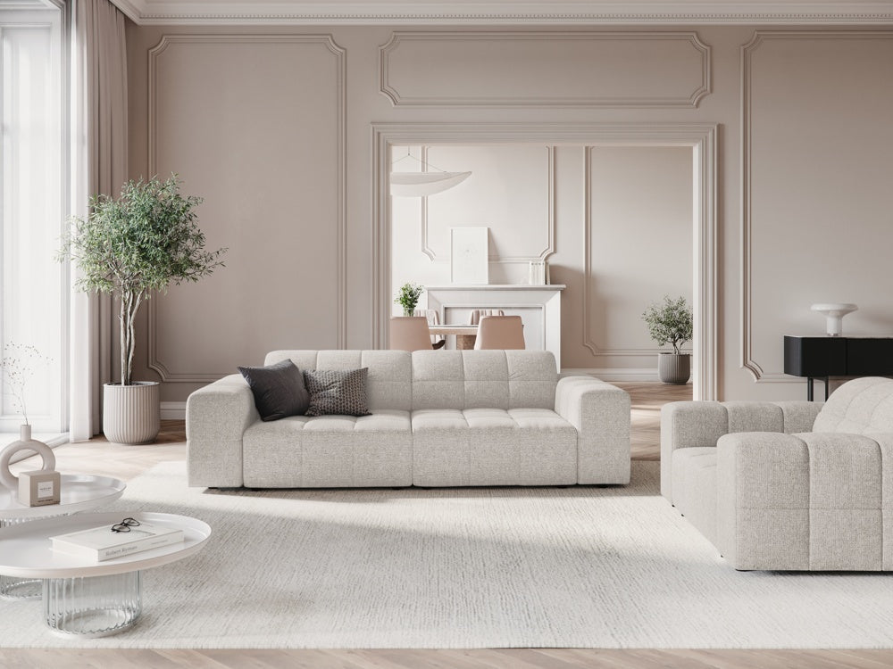 
3-seater design sofa "Chicago" - Chenille Light Grey
