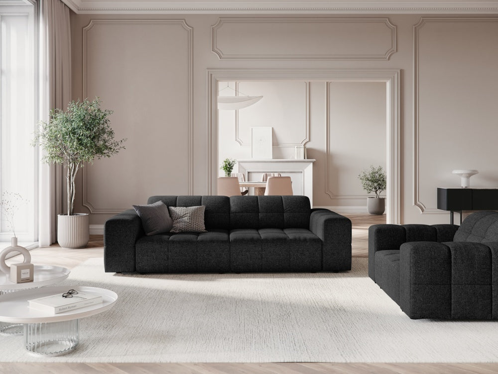 
3-seater design sofa "Chicago" - Chenille Black