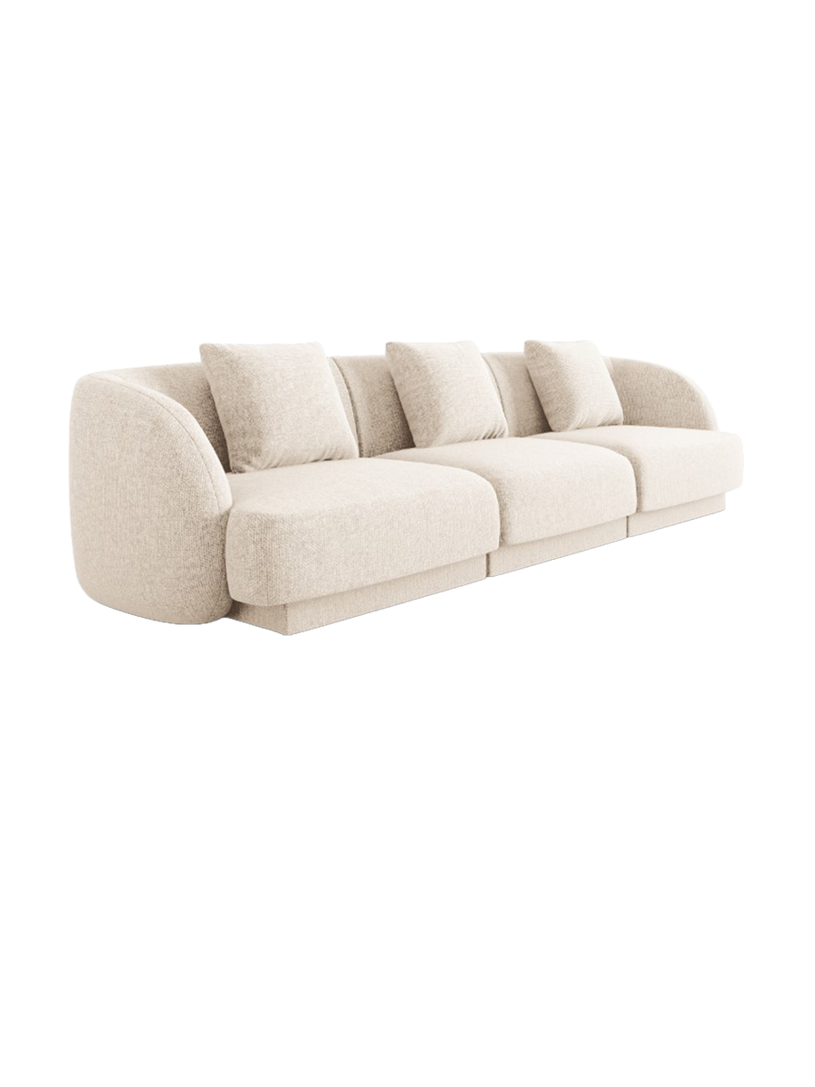 
3-Seater Designer Sofa "Tulum" - Chenille Light Beige