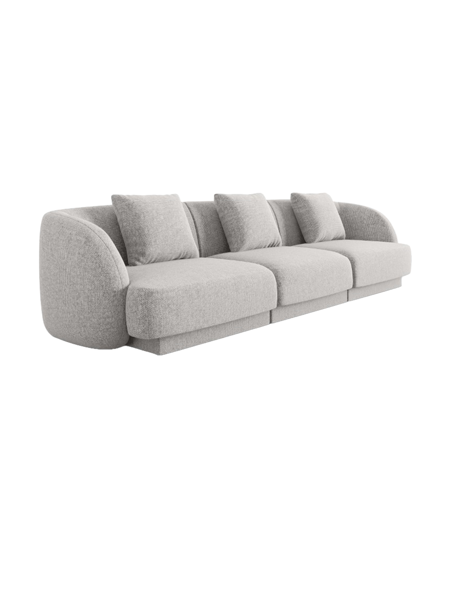 
3-Seater Designer Sofa "Tulum" - Chenille Light Grey