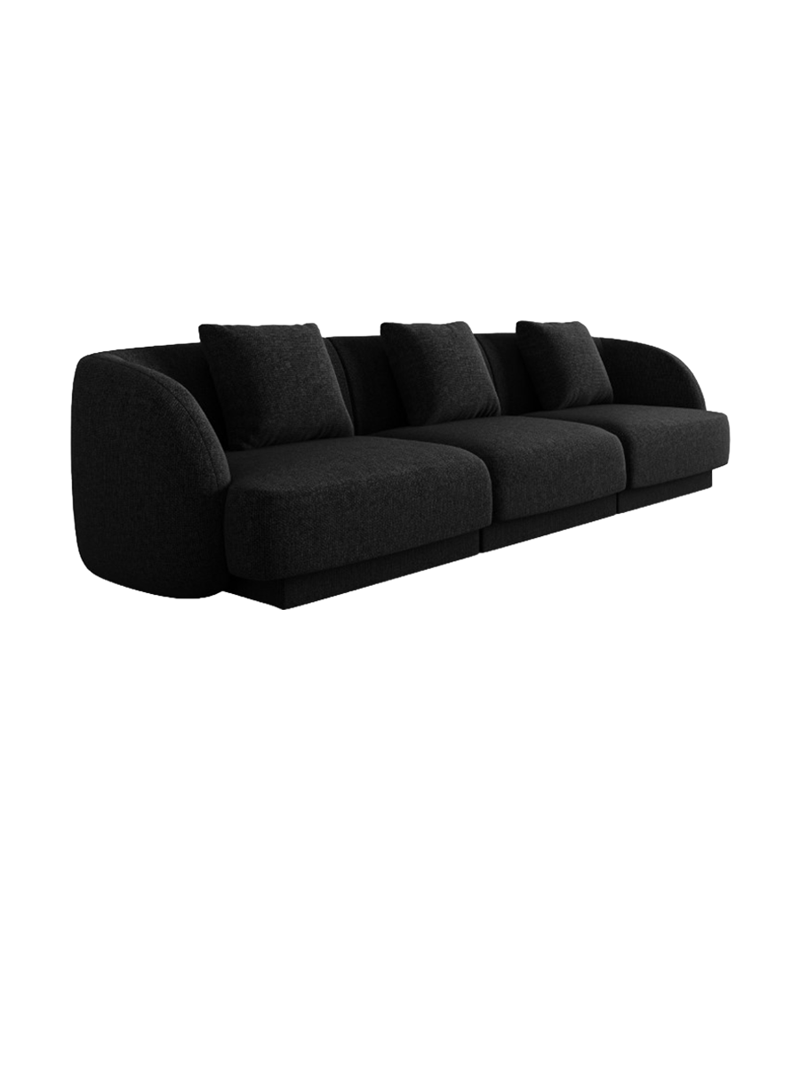 
3-Seater Designer Sofa "Tulum" - Chenille Black