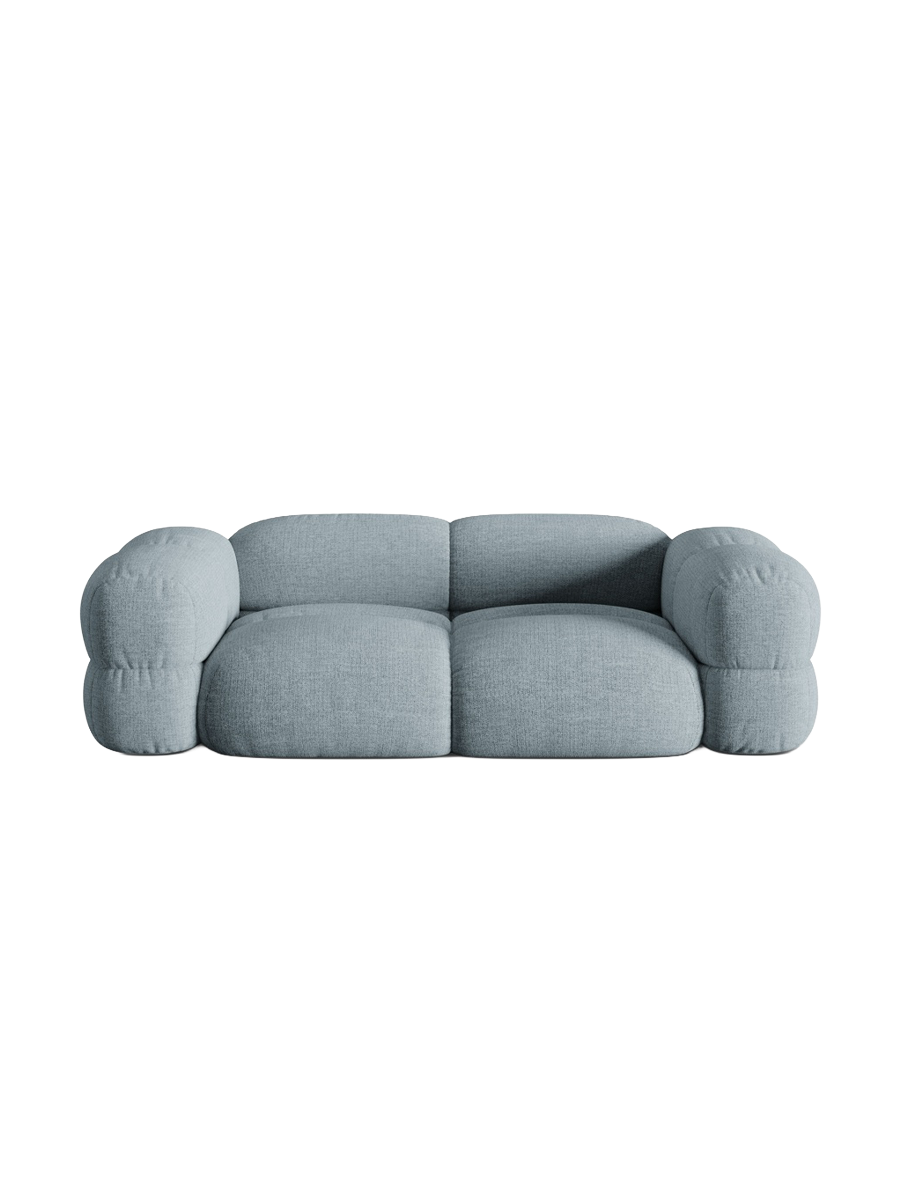 
3-seater designer sofa "Loretto" - Structured fabric pastel blue