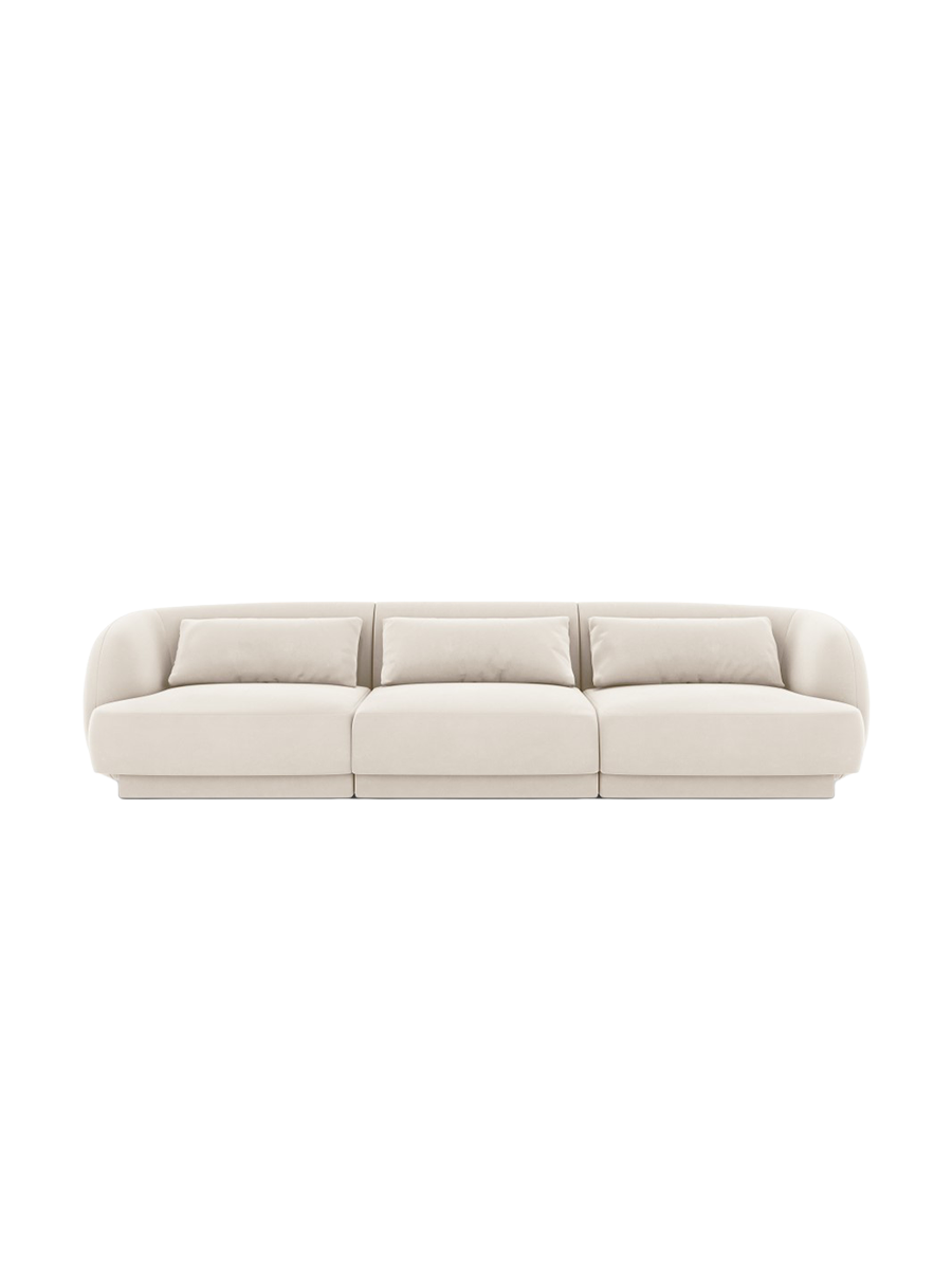 
3-Seater Designer Sofa "Tulum" - Light Beige Velvet