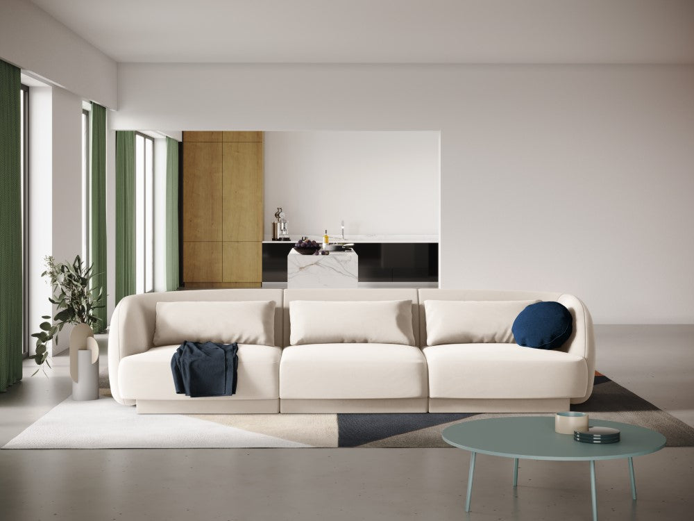 
3-Seater Designer Sofa "Tulum" - Light Beige Velvet