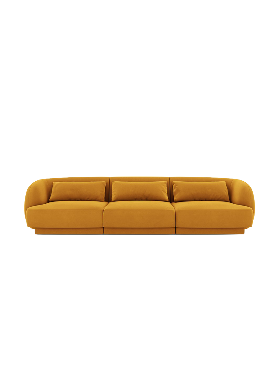 
3-Seater Designer Sofa "Tulum" - Velvet Mustard Yellow