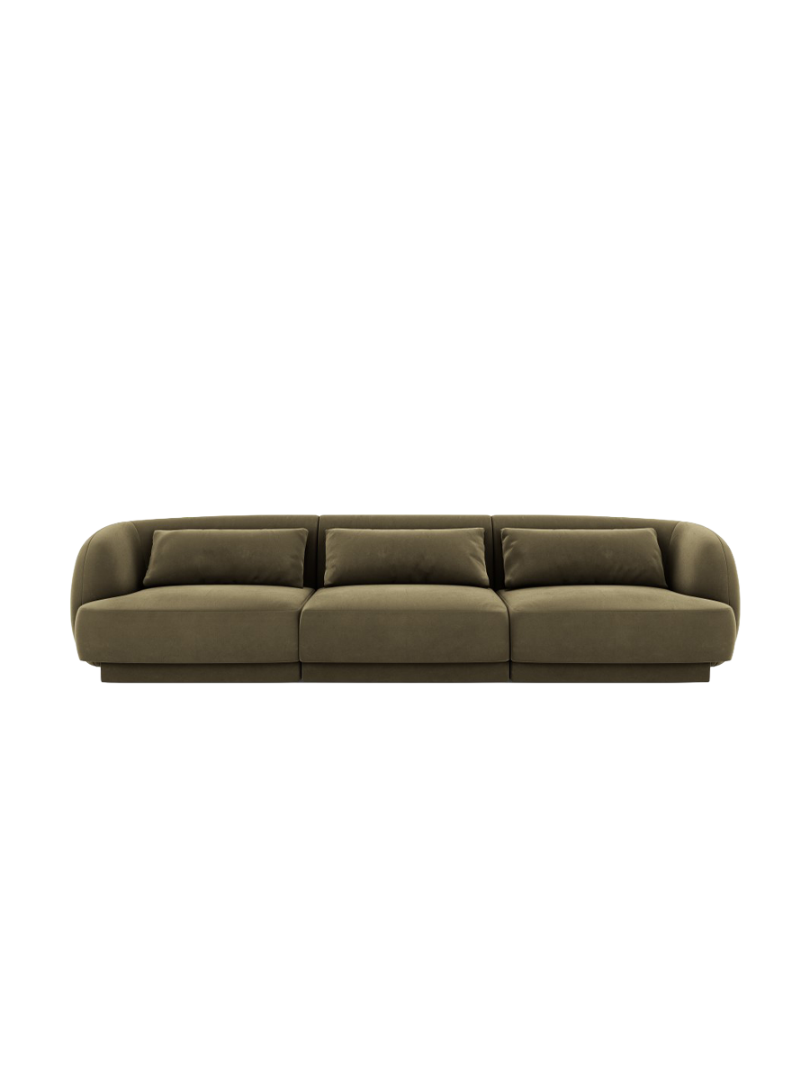 
3-Seater Designer Sofa "Tulum" - Velvet Olive Green