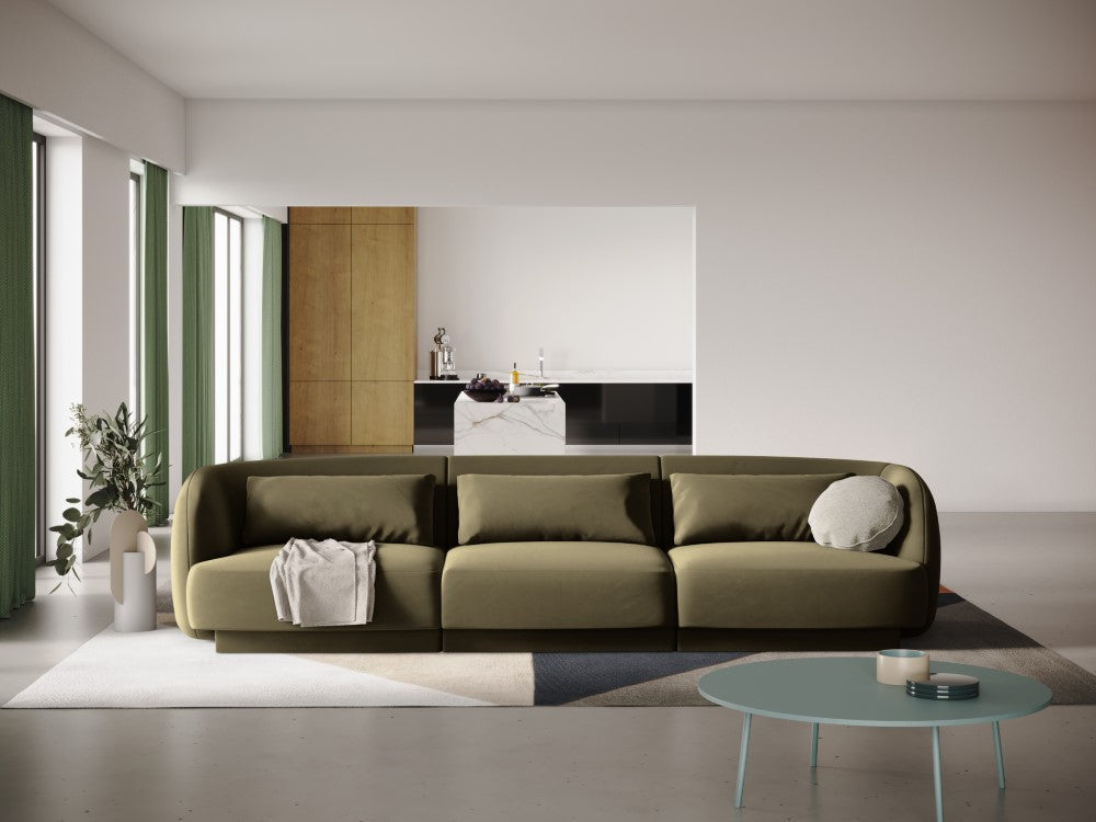 
3-Seater Designer Sofa "Tulum" - Velvet Olive Green