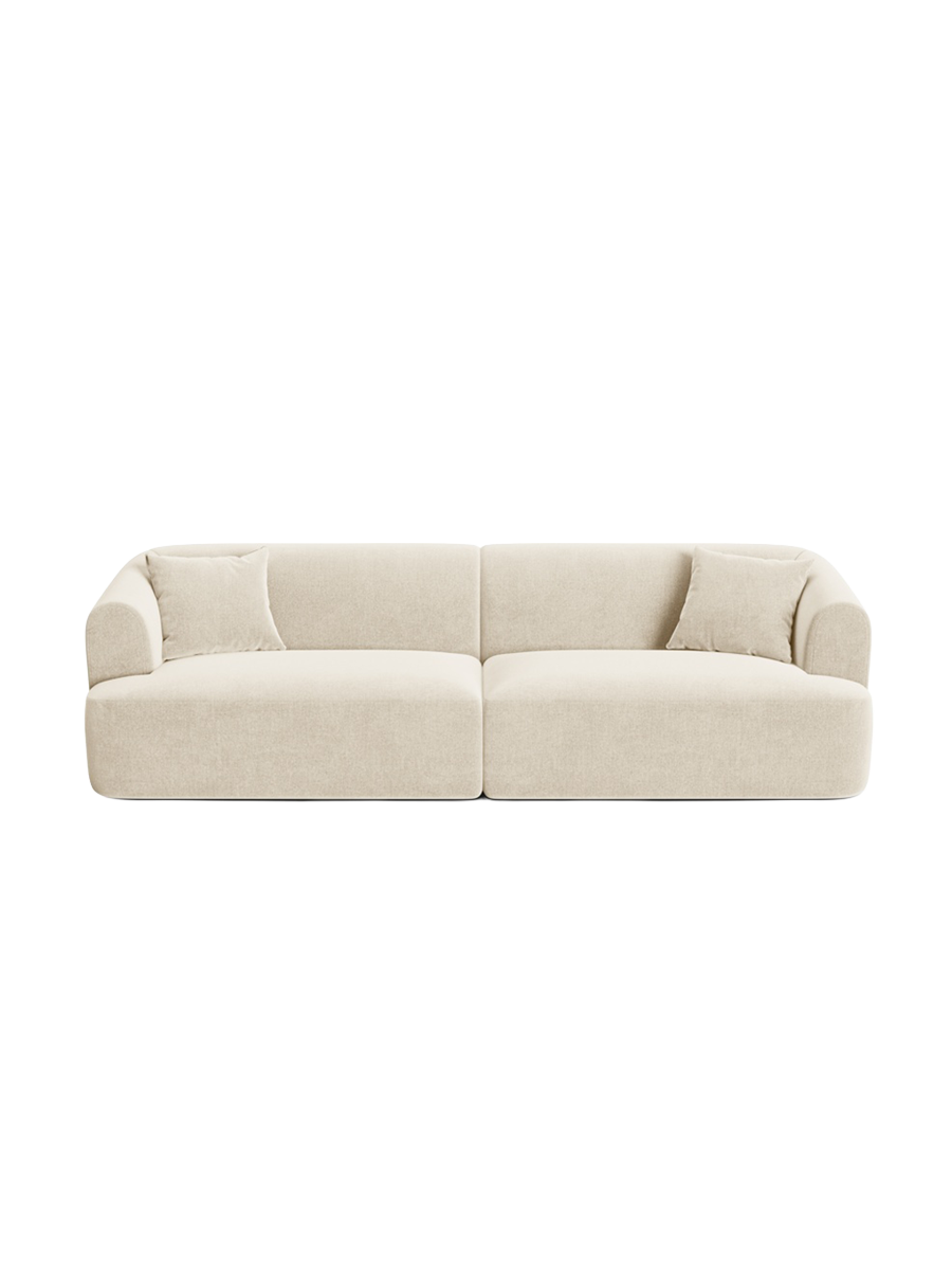 
4-Seater Designer Sofa "Campi" - Light Beige Velvet