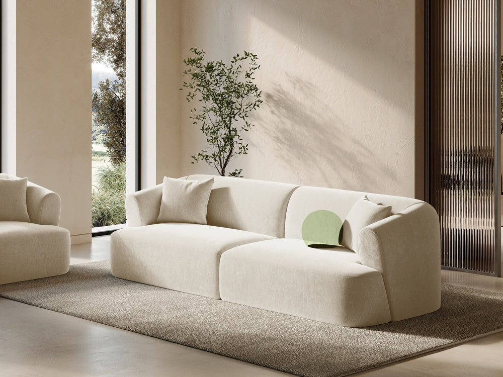 
4-Seater Designer Sofa "Campi" - Light Beige Velvet