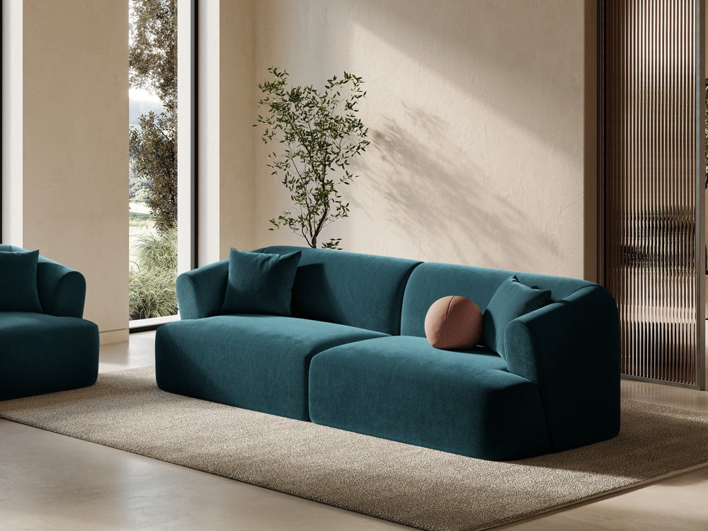 
4-Seater Designer Sofa "Campi" - Dark petrol velvet