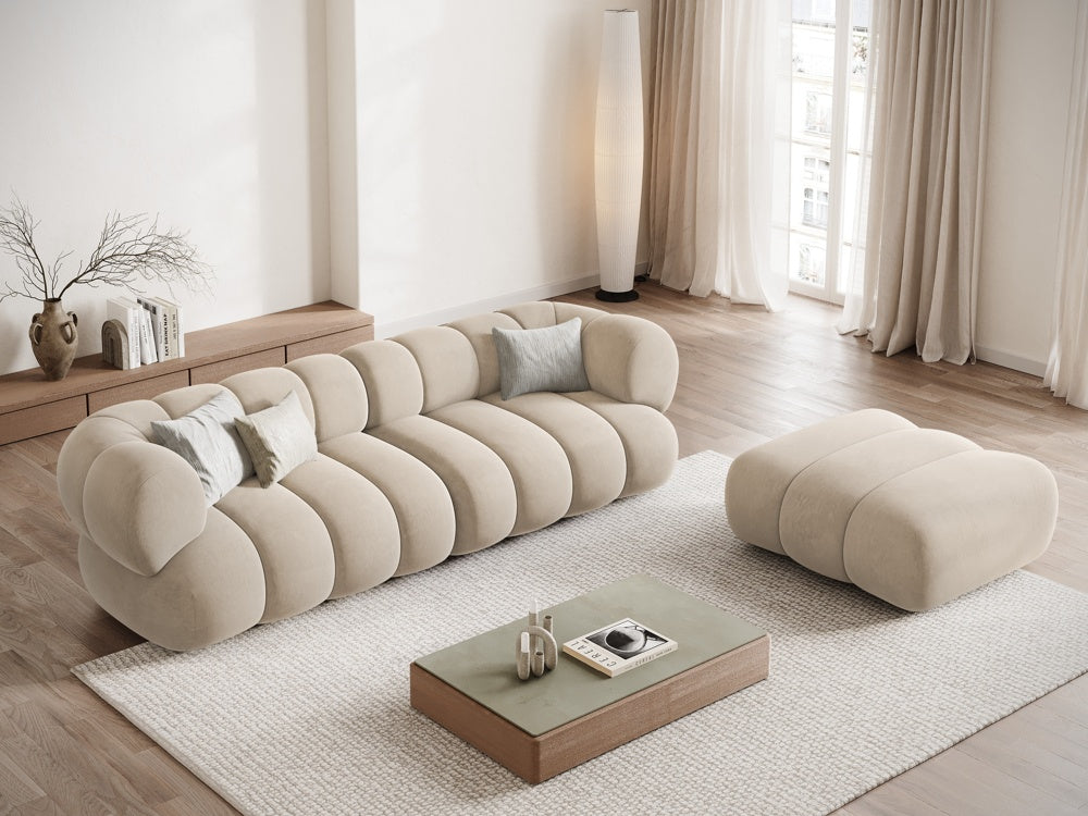 
4-seater designer sofa "Koge" - Light Beige Velvet
