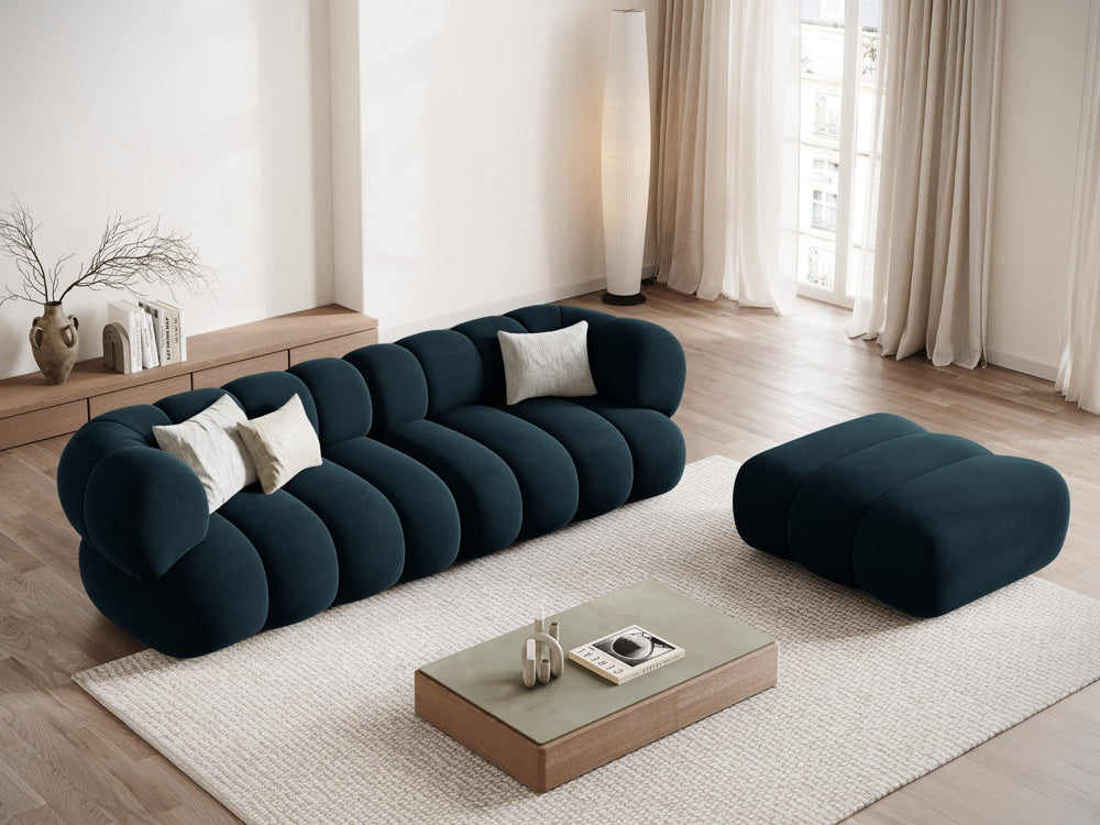 
4-seater designer sofa "Koge" - Dark petrol velvet