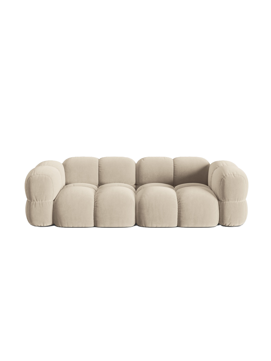 
4-Seater Designer Sofa "Loretto" - Light Beige Velvet