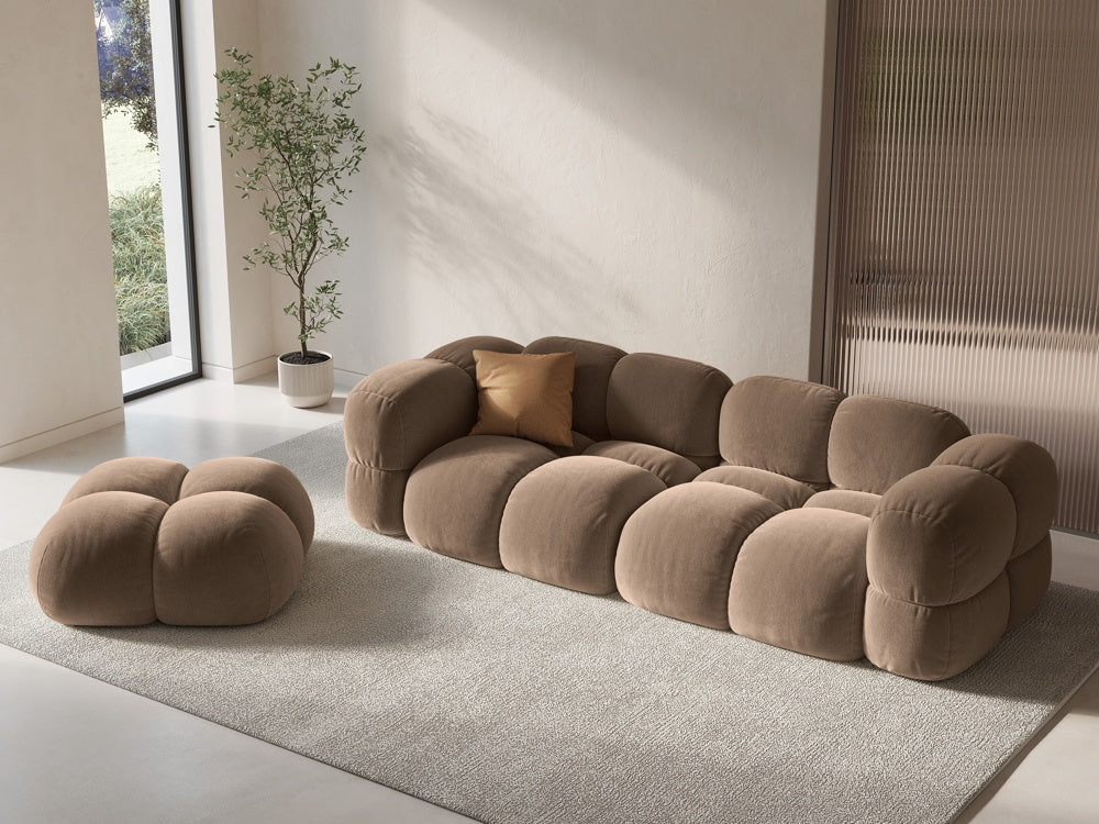 
4-Seater Designer Sofa "Loretto" - Velvet Dark Beige