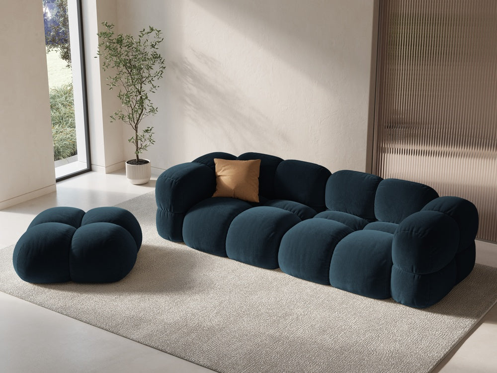 
4-Seater Designer Sofa "Loretto" - Dark petrol velvet