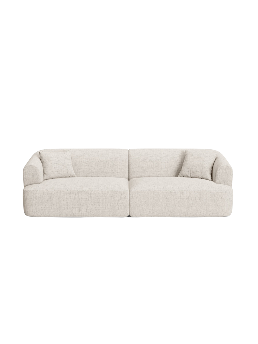 
4-Seater Designer Sofa "Campi" - Structured Fabric Light Beige