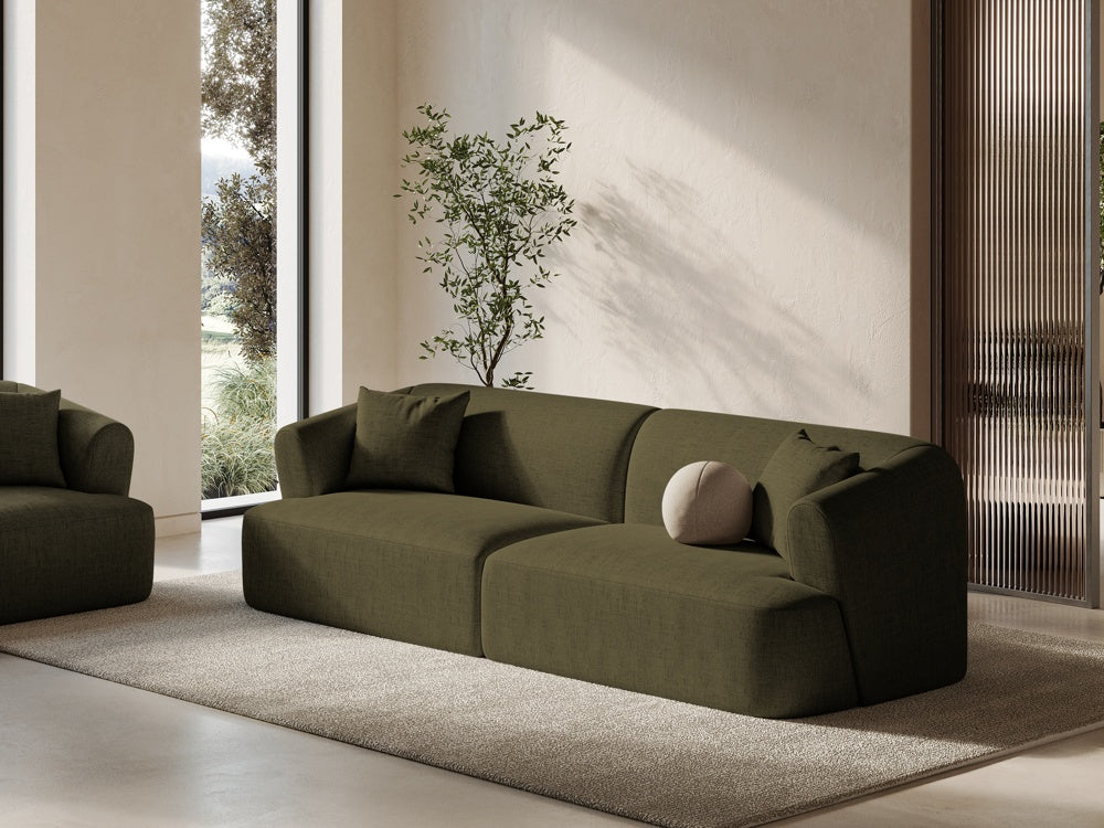 
4-Seater Designer Sofa "Campi" - Textured Fabric Green