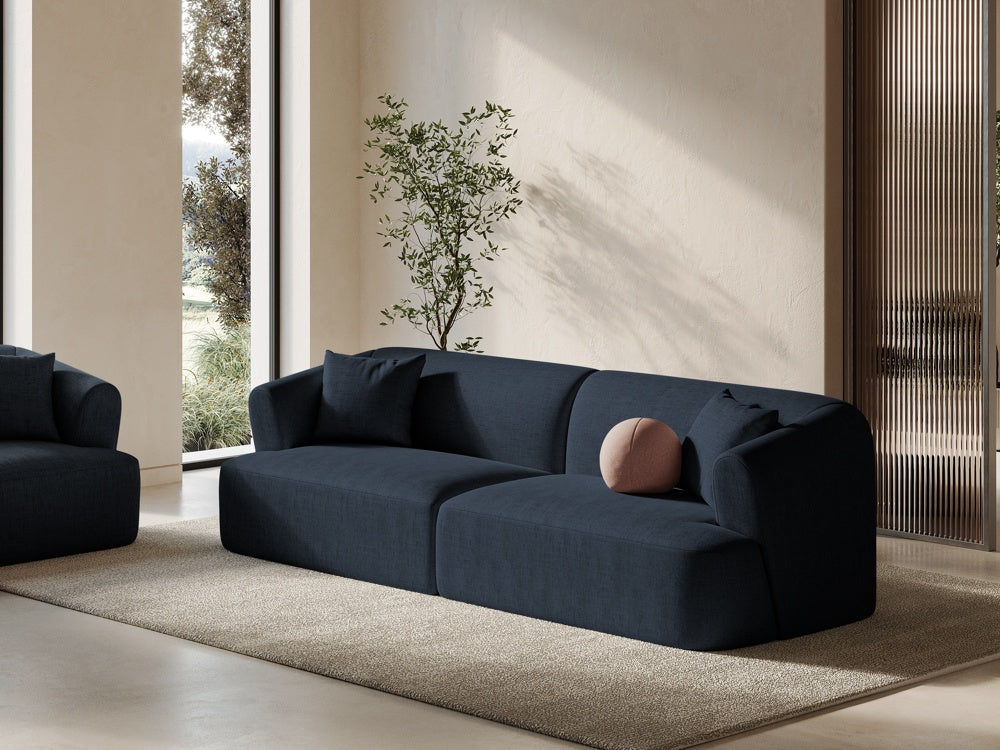 
4-Seater Designer Sofa "Campi" - Structured Fabric Royal Blue