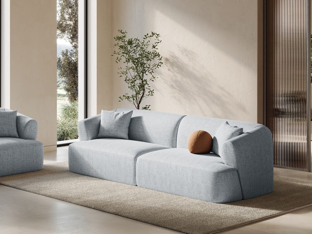 
4-Seater Designer Sofa "Campi" - Structural Fabric Light Grey