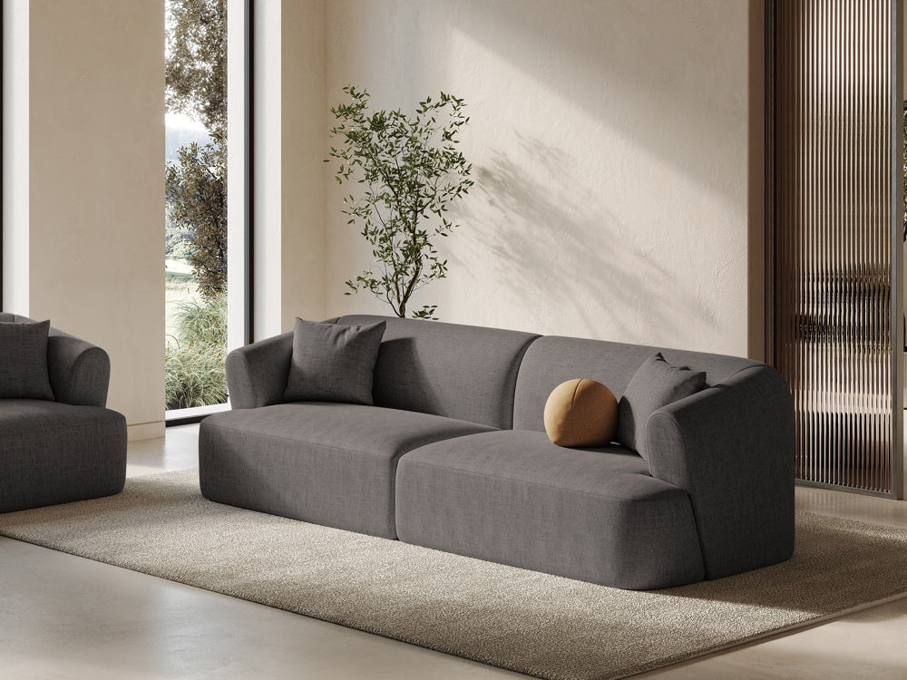 
4-Seater Designer Sofa "Campi" - Textured Fabric Grey
