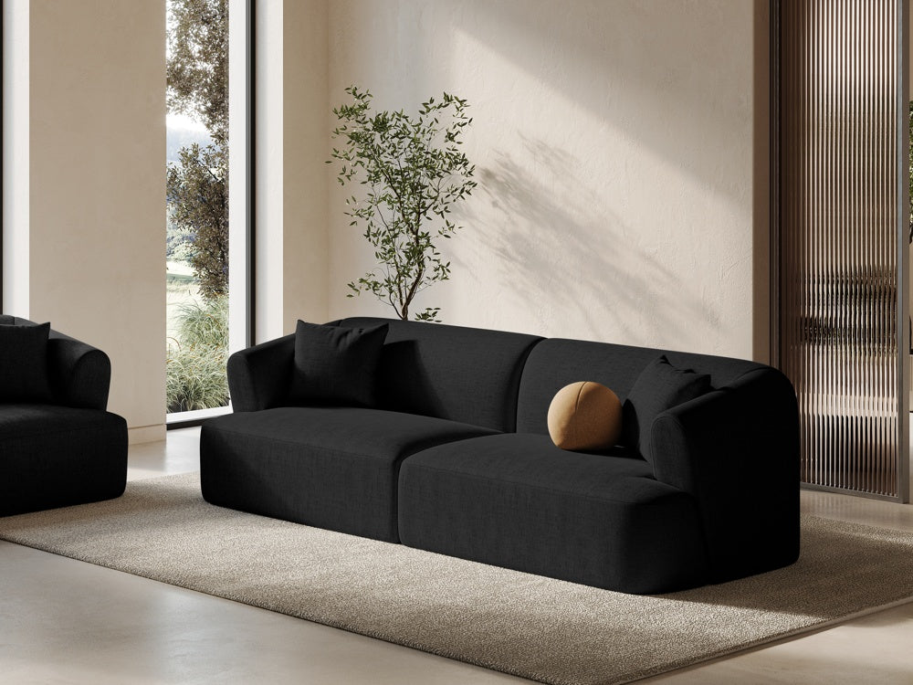 
4-Seater Designer Sofa "Campi" - Textured Fabric Black