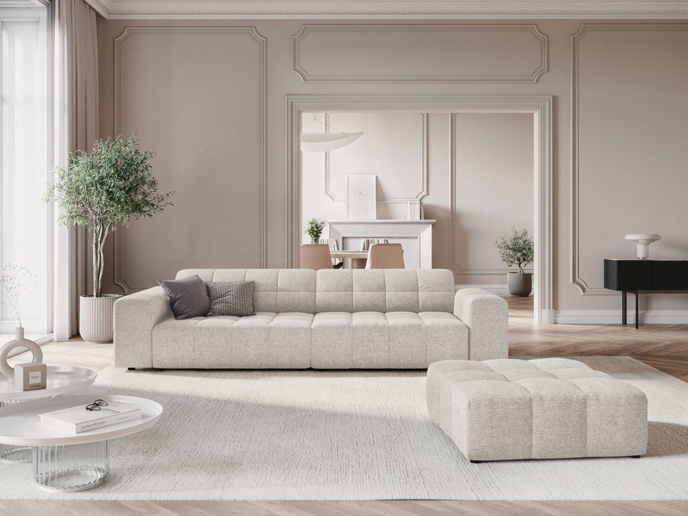 
4-Seater Designer Sofa "Chicago" - Chenille Light Grey