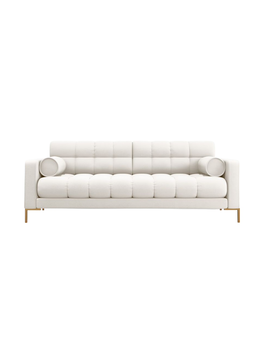 
4-Sitzer Design Sofa „Bali“ - Strukturstoff Beige hell / Gold