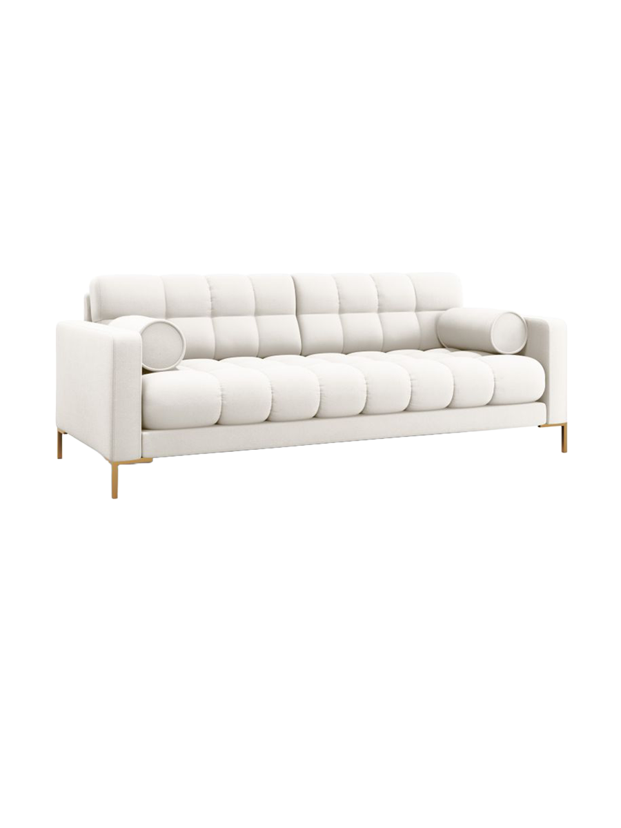 
4-Sitzer Design Sofa „Bali“ - Strukturstoff Beige hell / Gold