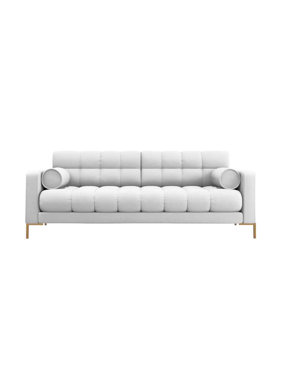 
4-Sitzer Design Sofa „Bali“ - Strukturstoff Hellgrau / Gold