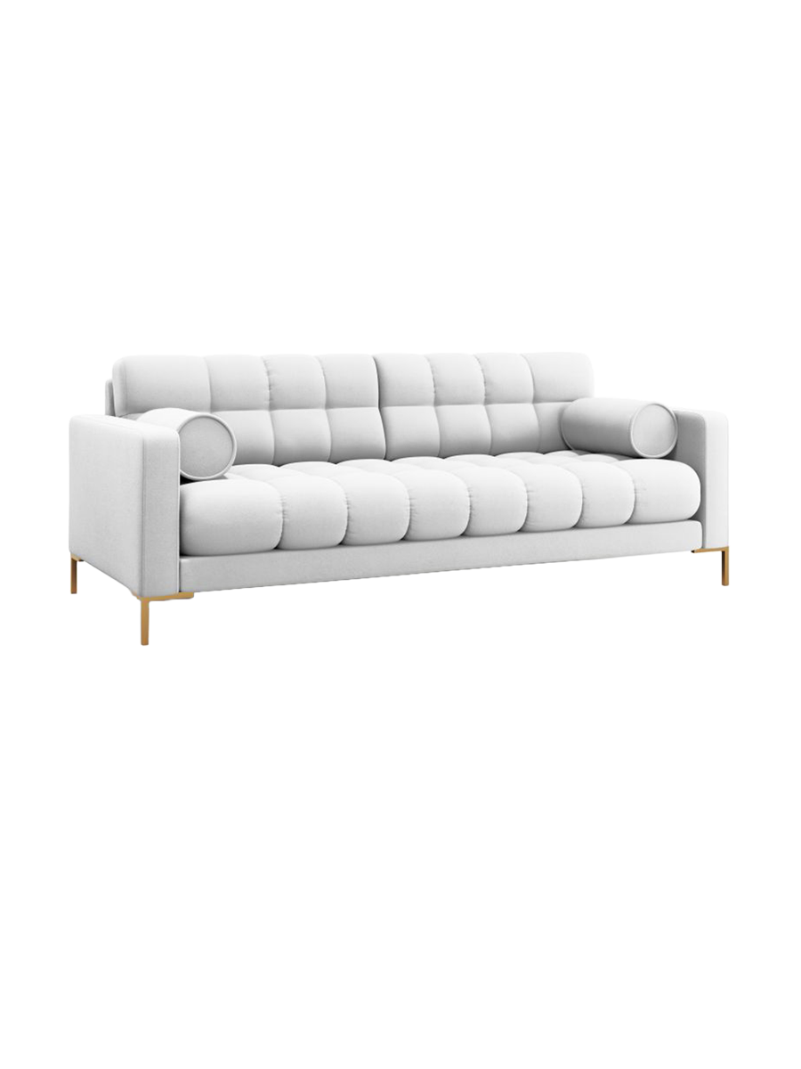 
4-Sitzer Design Sofa „Bali“ - Strukturstoff Hellgrau / Gold