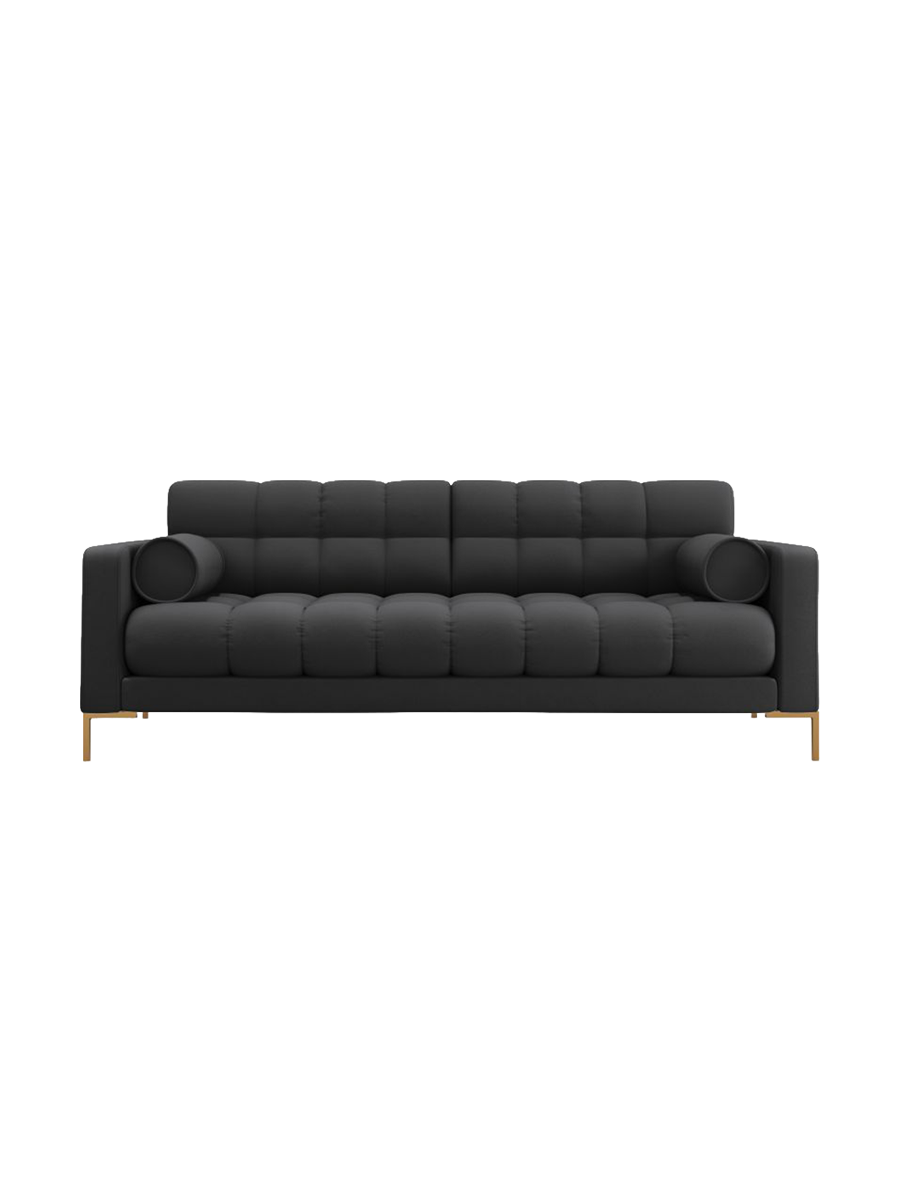 
4-Sitzer Design Sofa „Bali“ - Strukturstoff Dunkelgrau / Gold