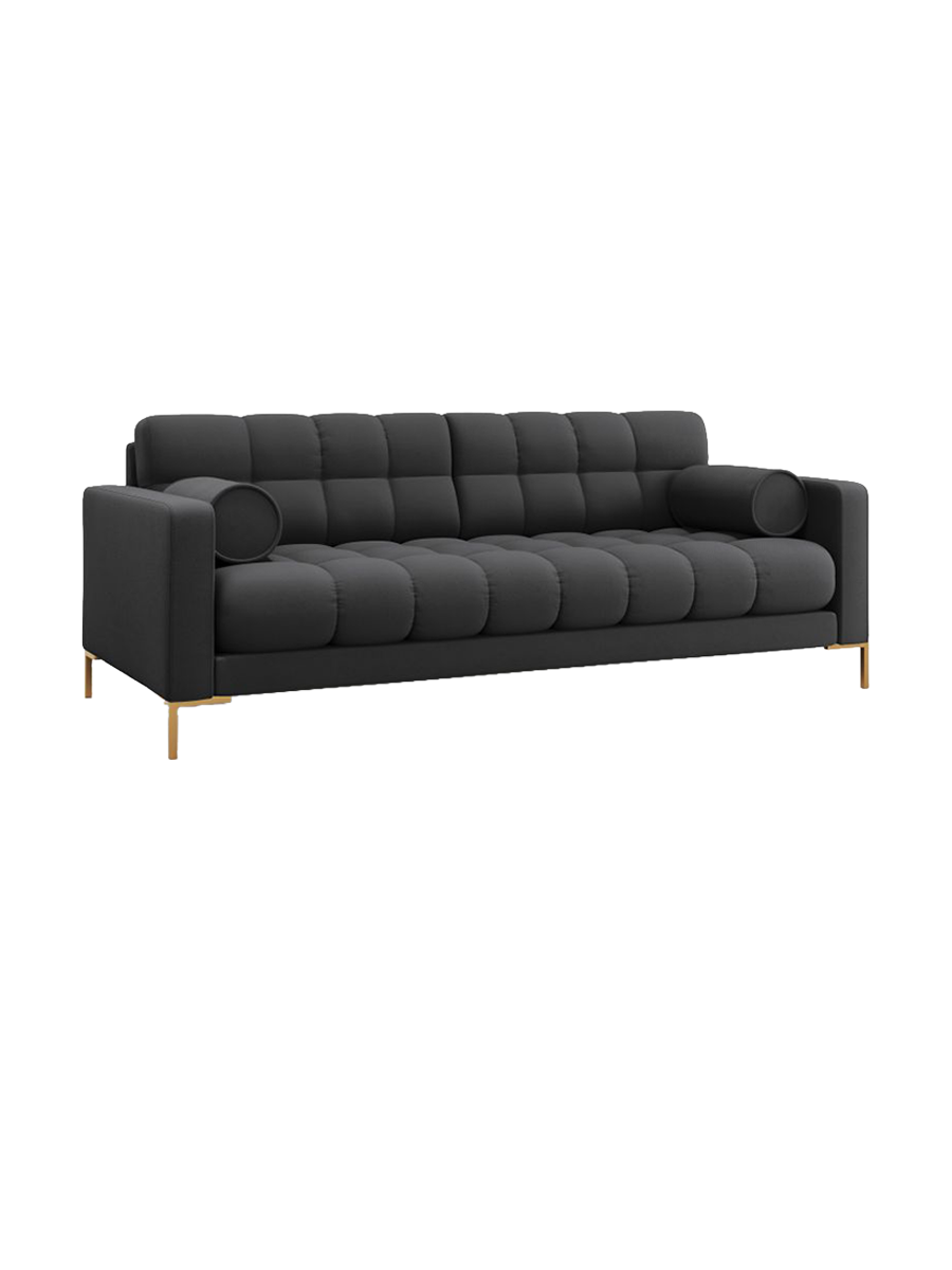 
4-Sitzer Design Sofa „Bali“ - Strukturstoff Dunkelgrau / Gold