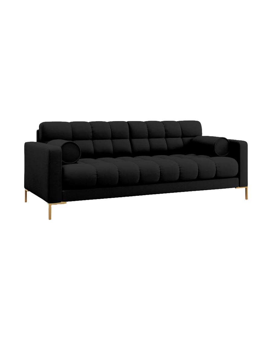 
4-Sitzer Design Sofa „Bali“ - Strukturstoff Schwarz / Gold