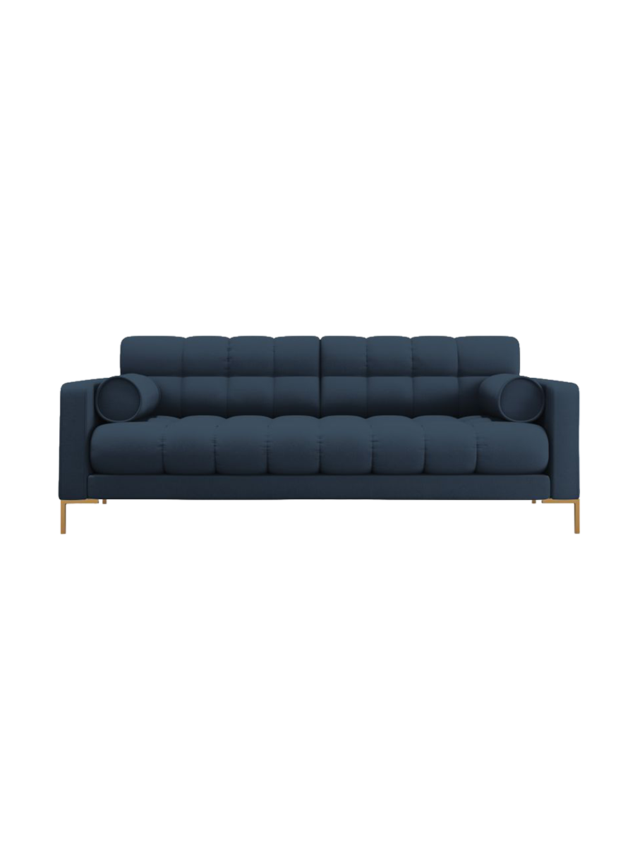 
4-Sitzer Design Sofa „Bali“ - Strukturstoff Blau / Gold