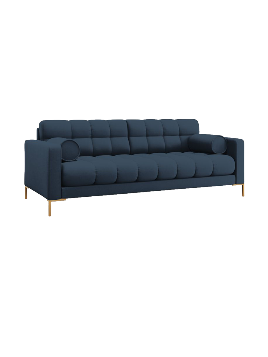 
4-Sitzer Design Sofa „Bali“ - Strukturstoff Blau / Gold