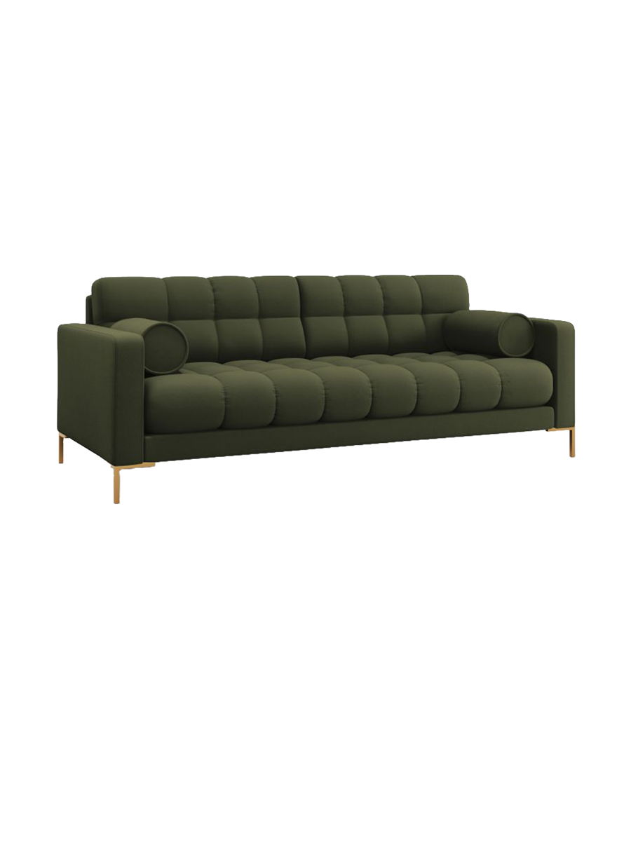
4-Sitzer Design Sofa „Bali“ - Strukturstoff Grün / Gold