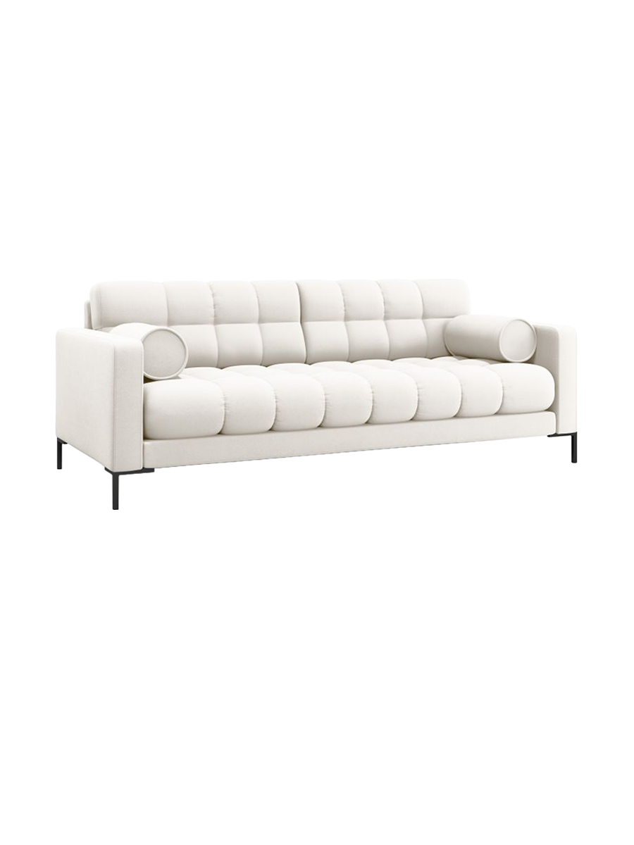 
4-Sitzer Design Sofa „Bali“ - Strukturstoff Beige hell / Schwarz