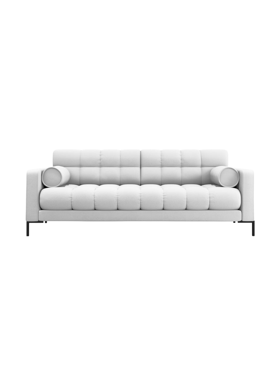 
4-Sitzer Design Sofa „Bali“ - Strukturstoff Hellgrau / Schwarz